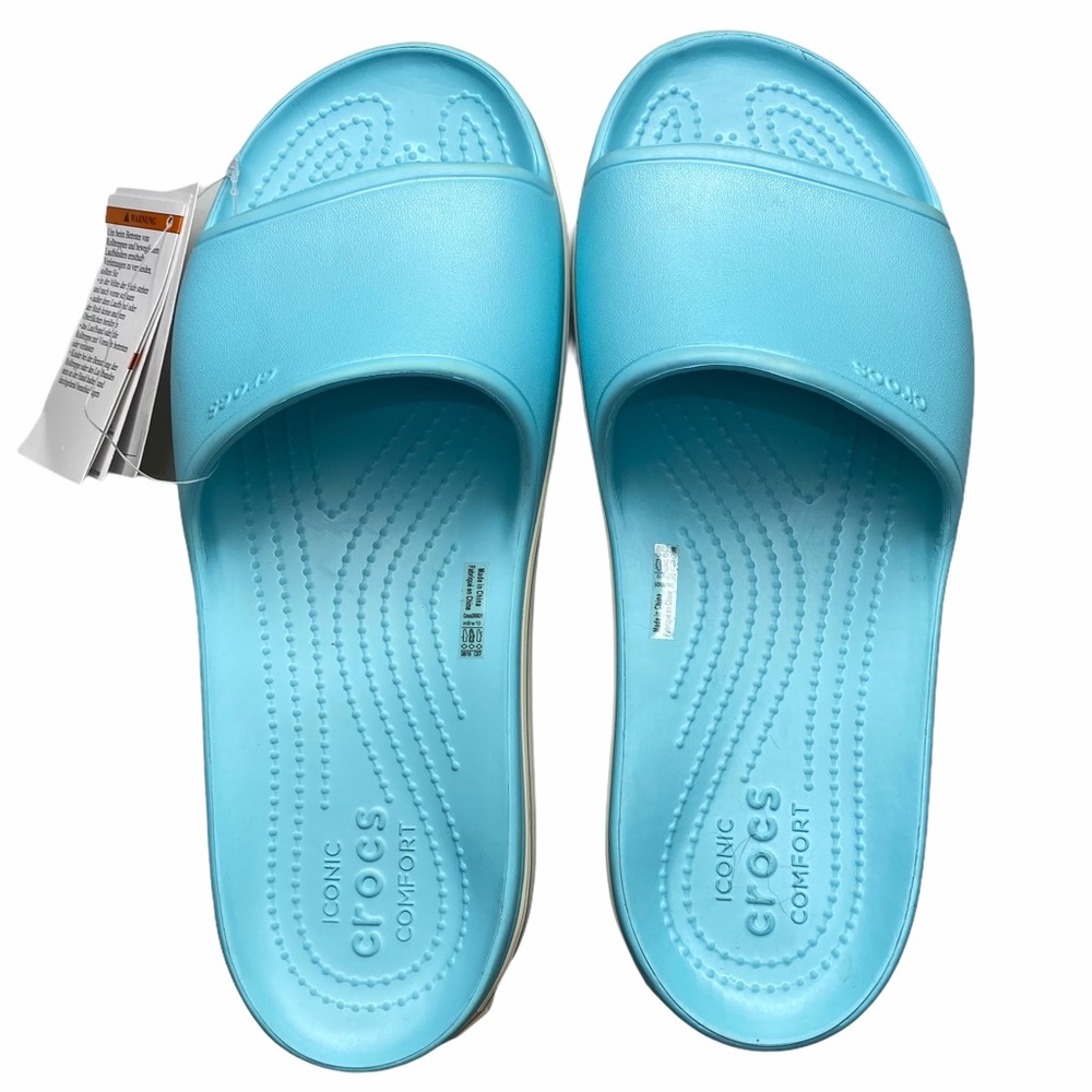 Crocs Crocband Platform Slide Sandals Pale Blue